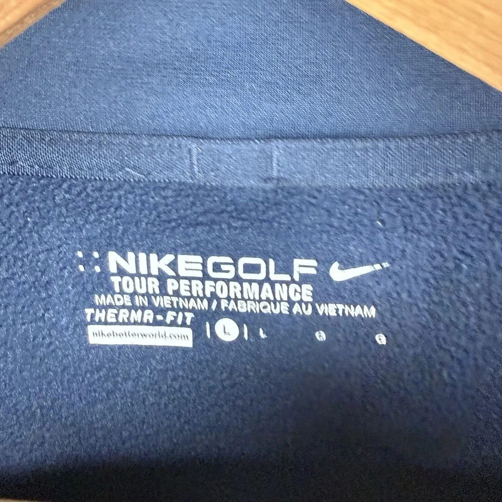 Nike Golf Tour Performance 1/4 Zip Woodland Country Club Size L Navy Therma Fit